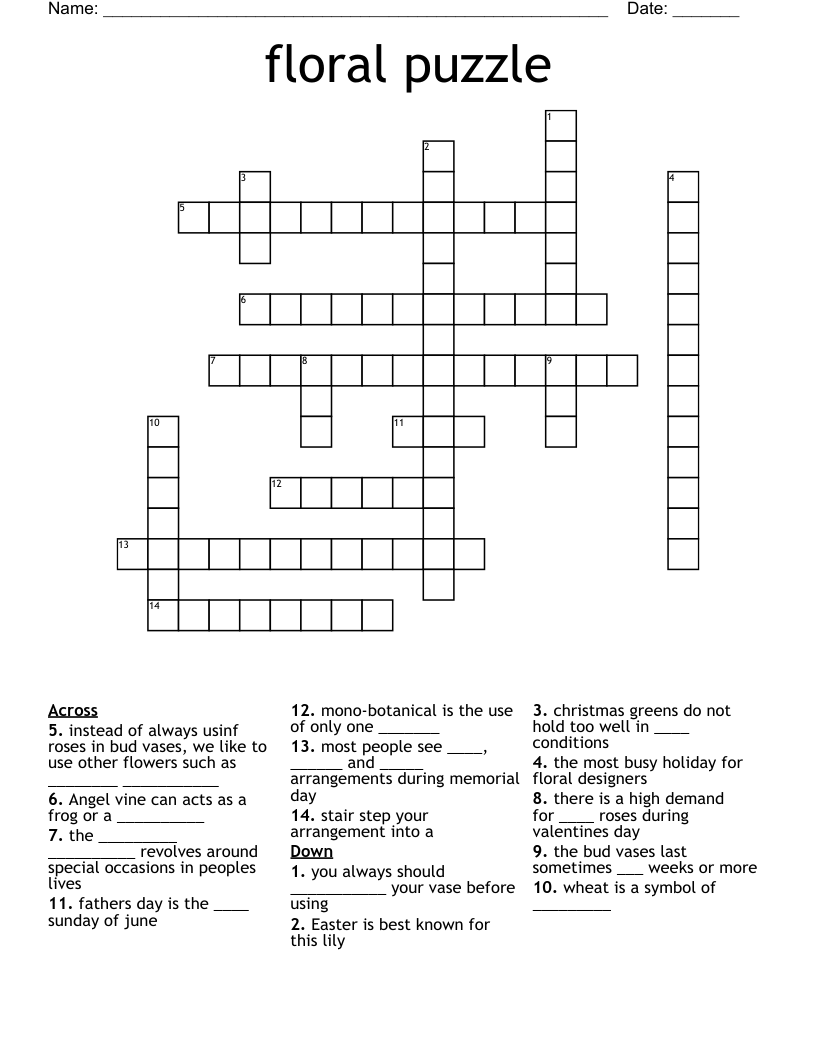 floral puzzle Crossword