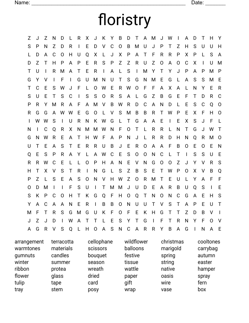 floristry Word Search