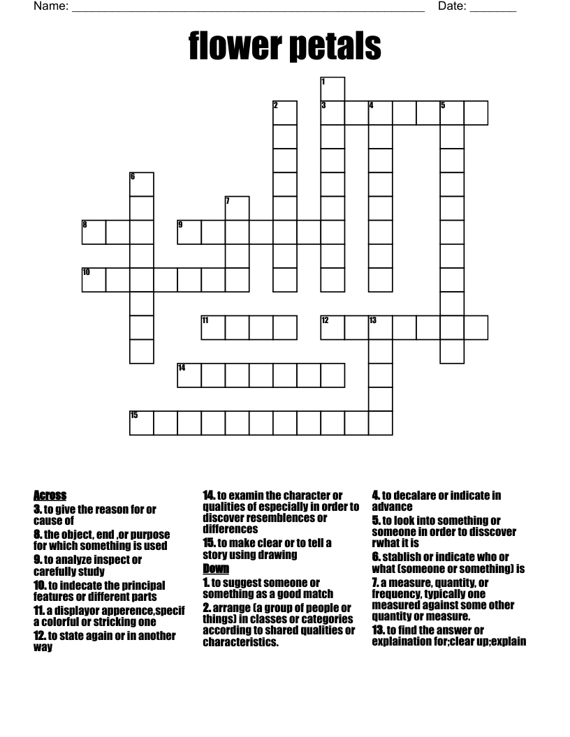 flower petals  Crossword