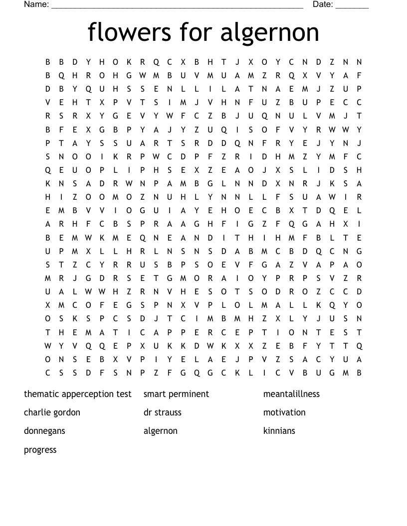 flowers for algernon  Word Search