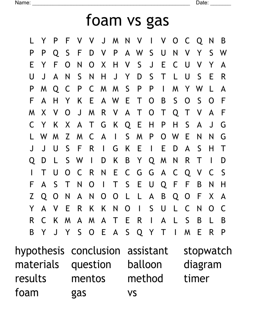 foam vs gas Word Search