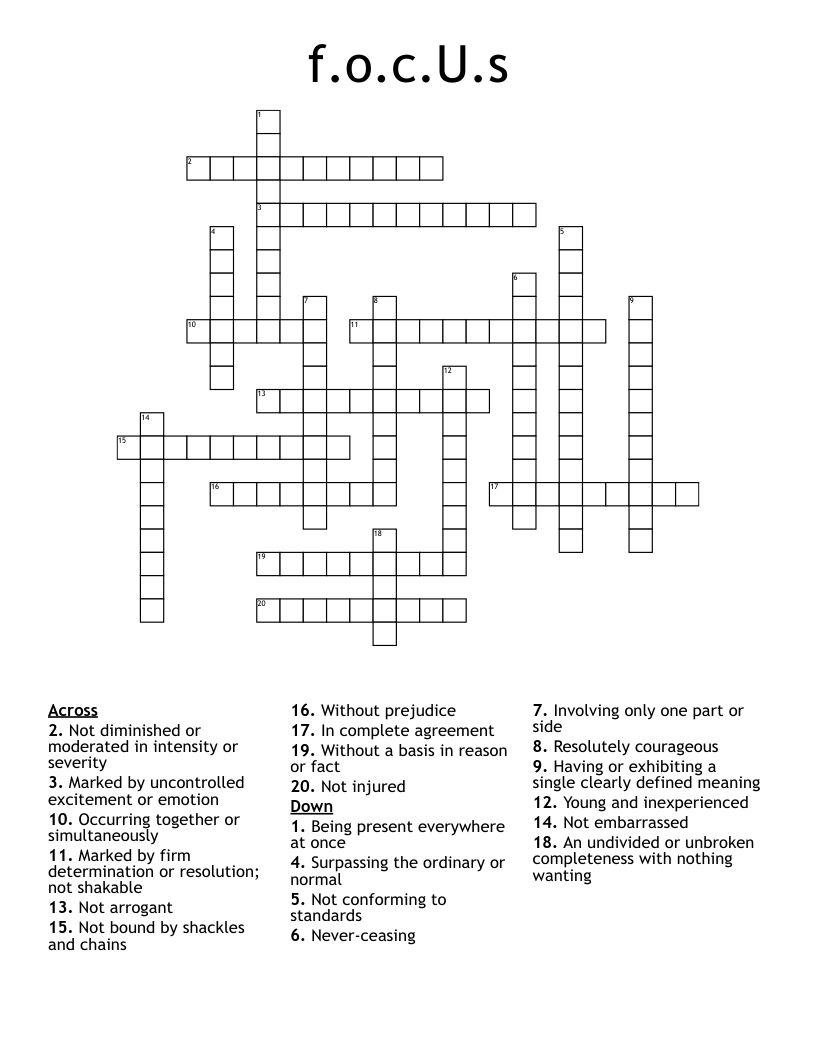 f.o.c.U.s Crossword