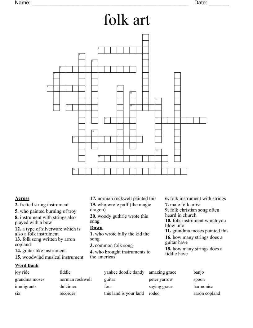 folk art Crossword