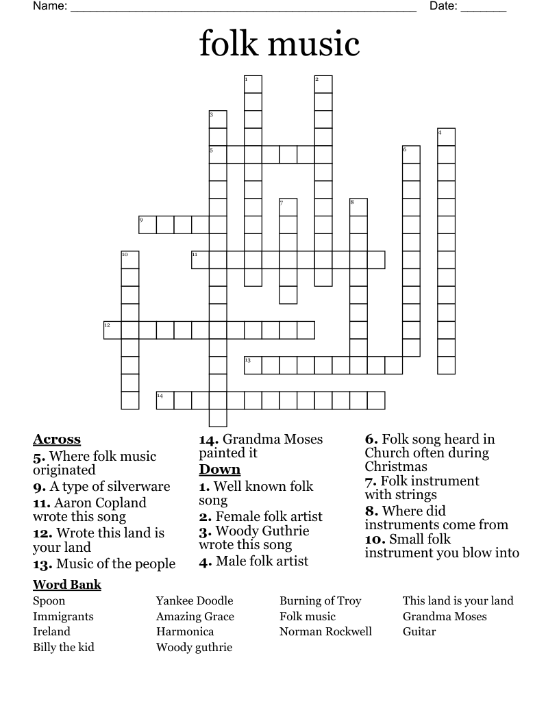 folk music Crossword