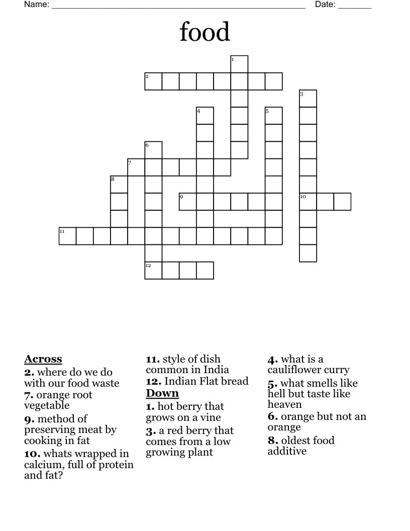 food Crossword