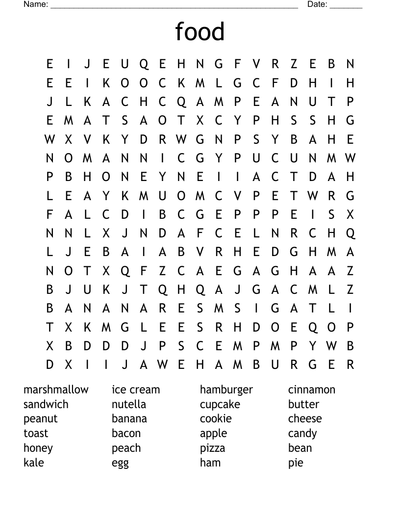 food Word Search