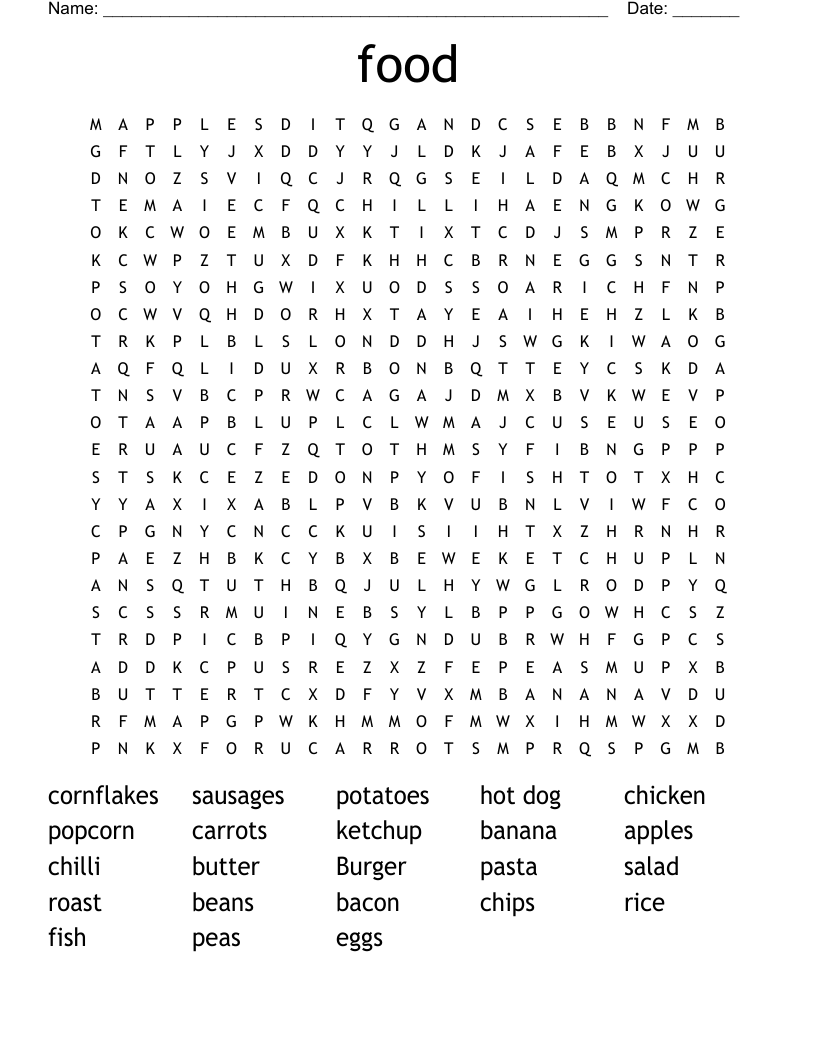 food Word Search
