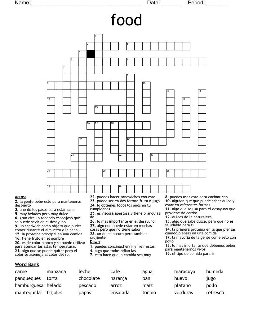 food Crossword