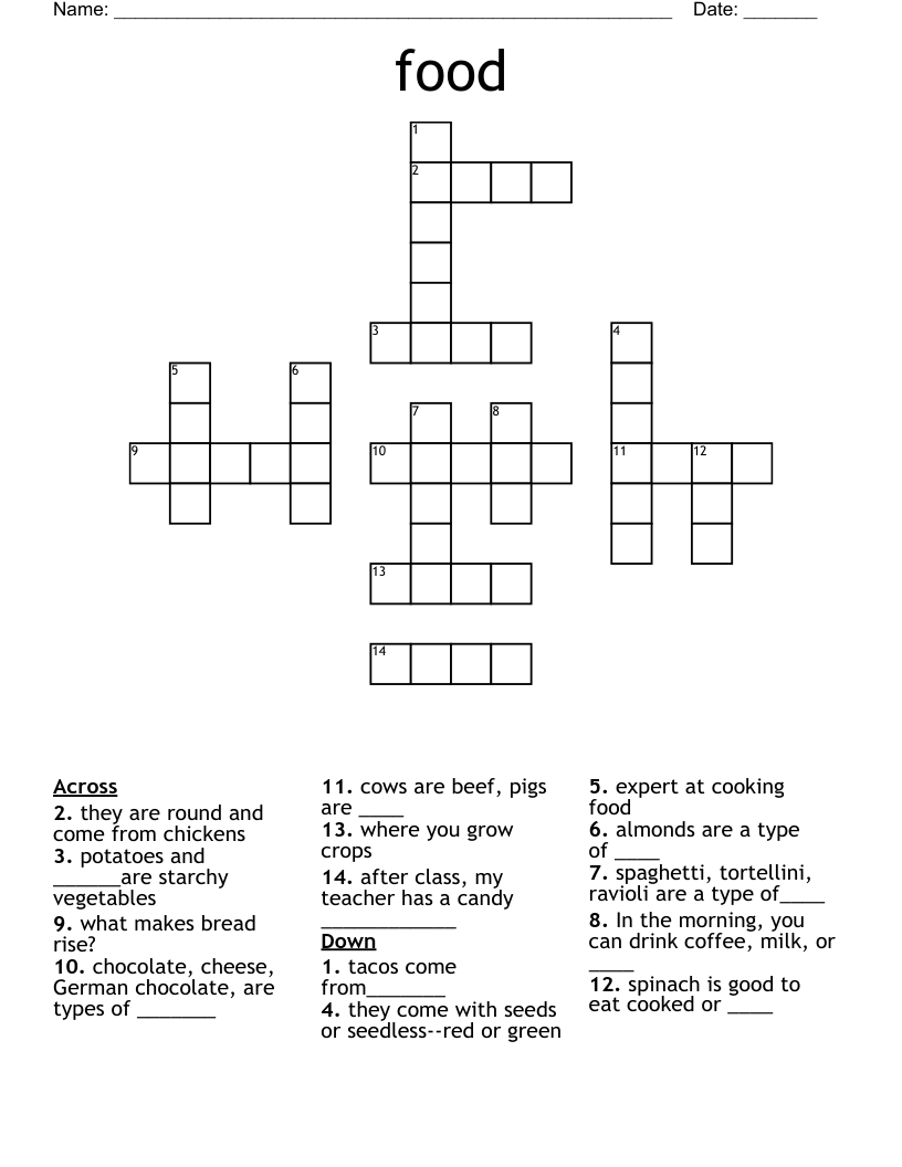 food Crossword