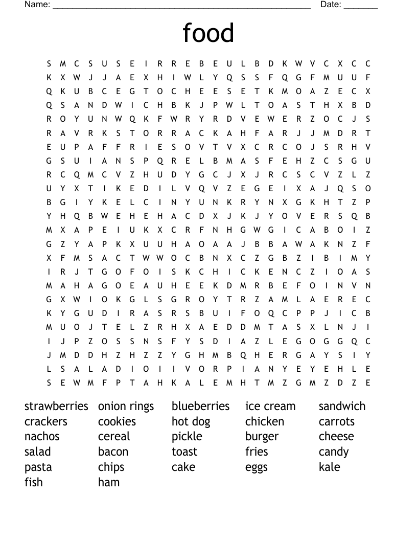 food Word Search