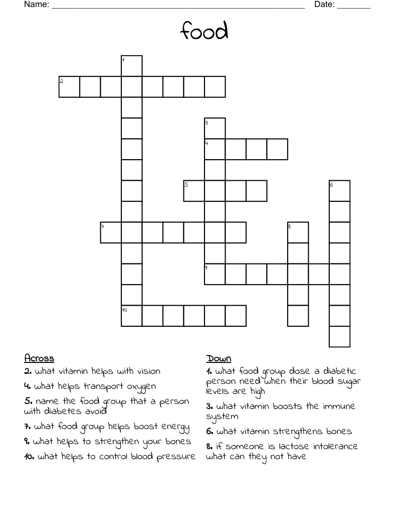 food Crossword