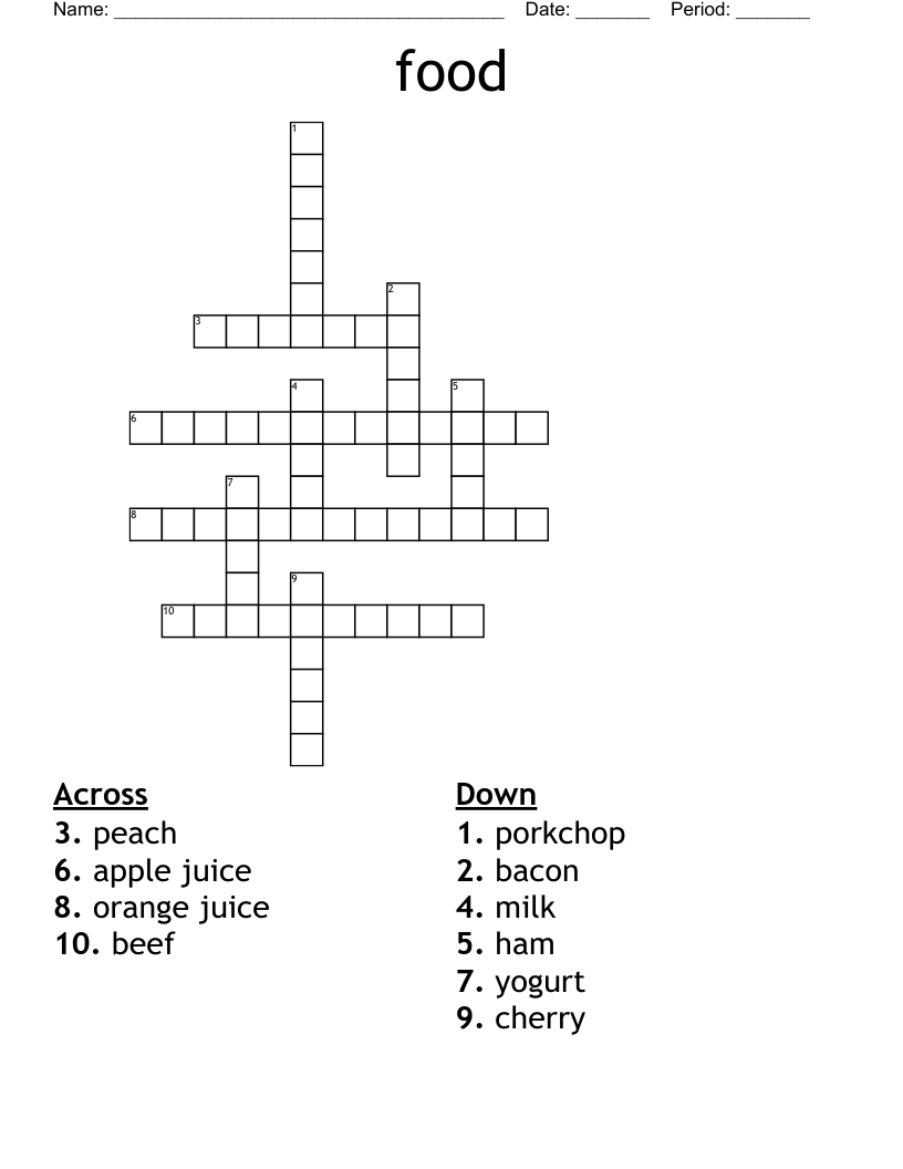 food Crossword