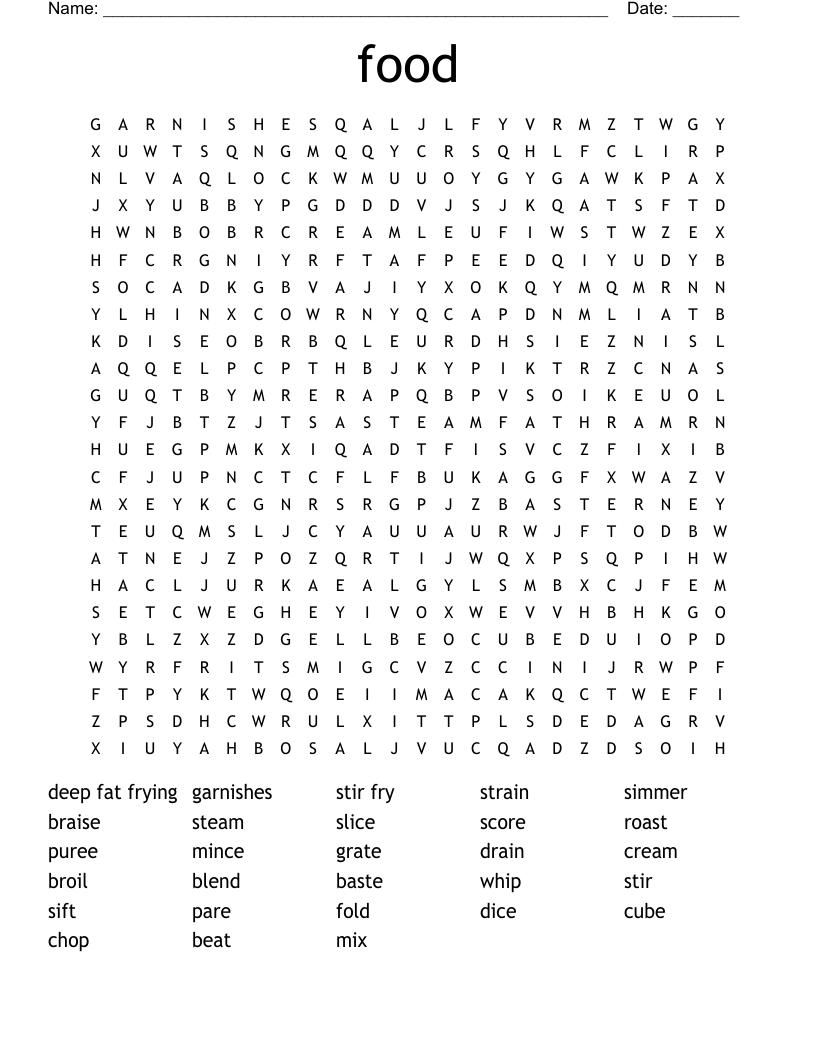food Word Search