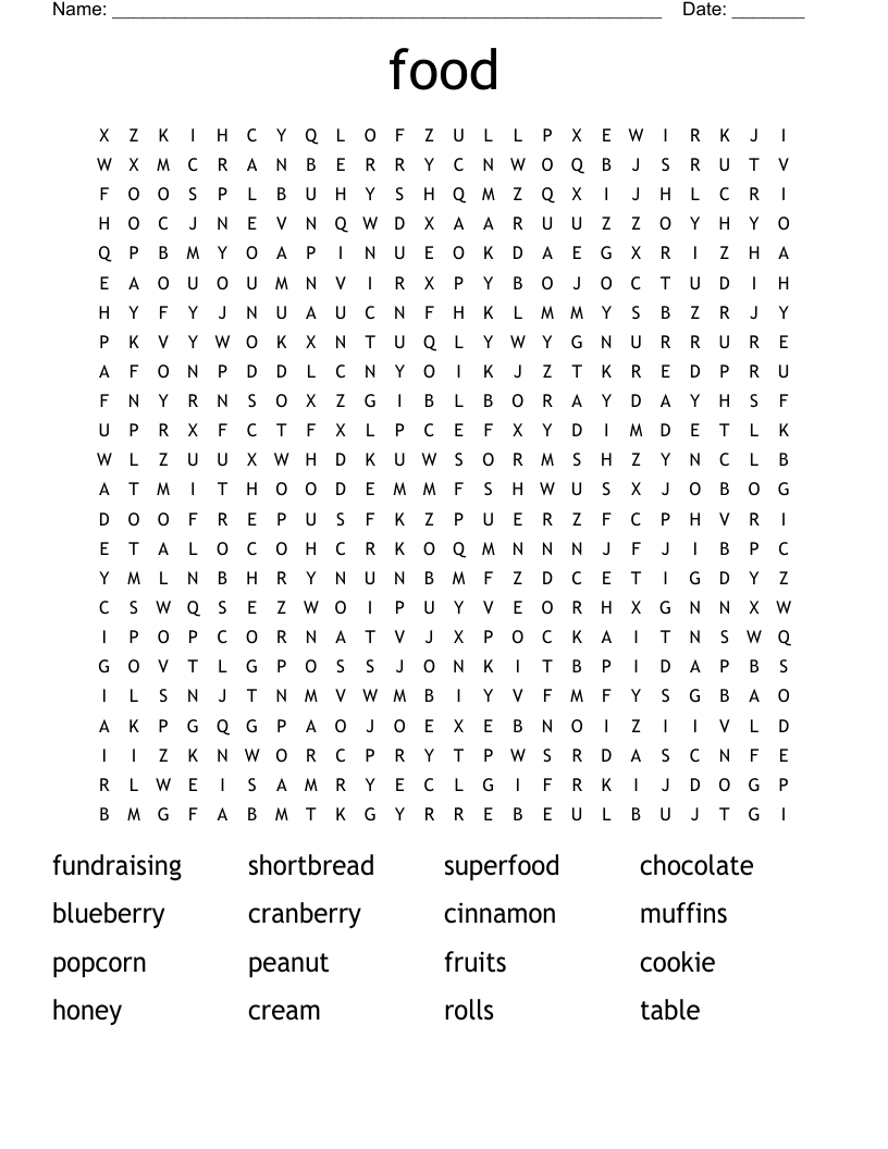 food Word Search