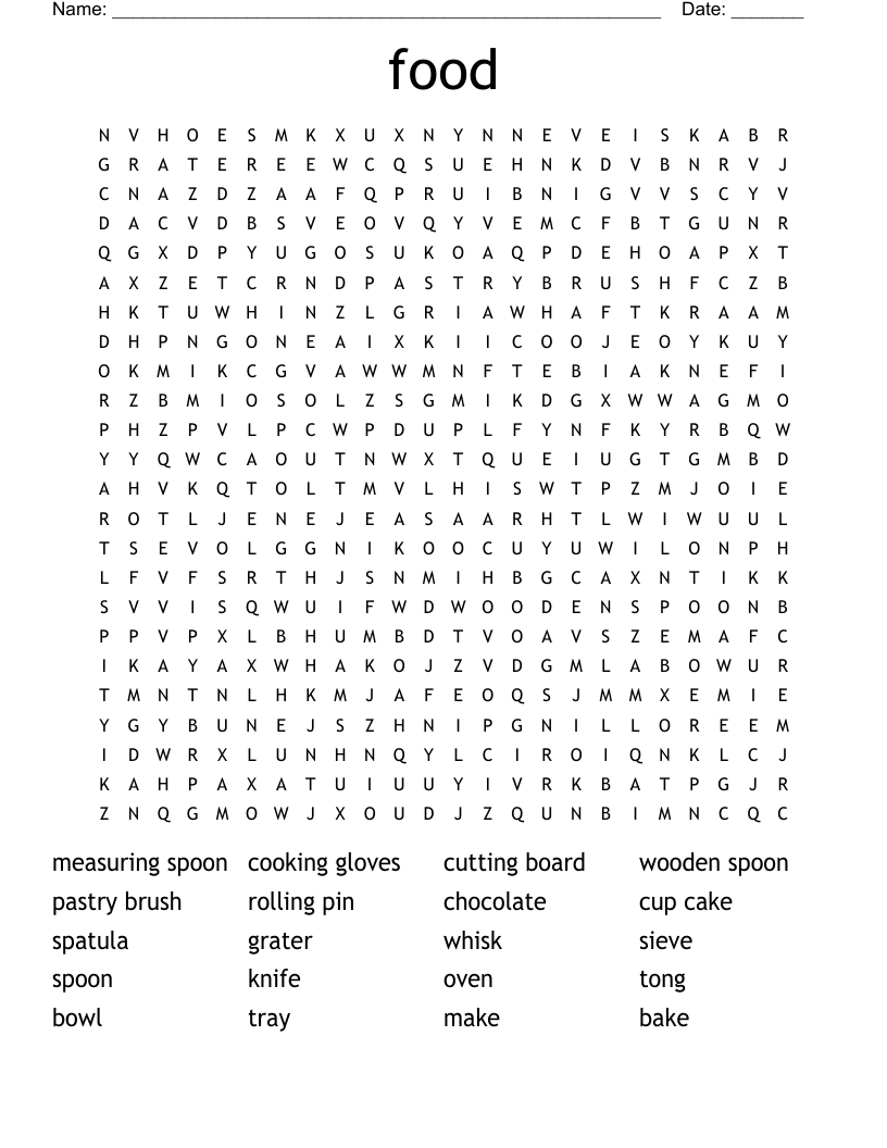 food  Word Search