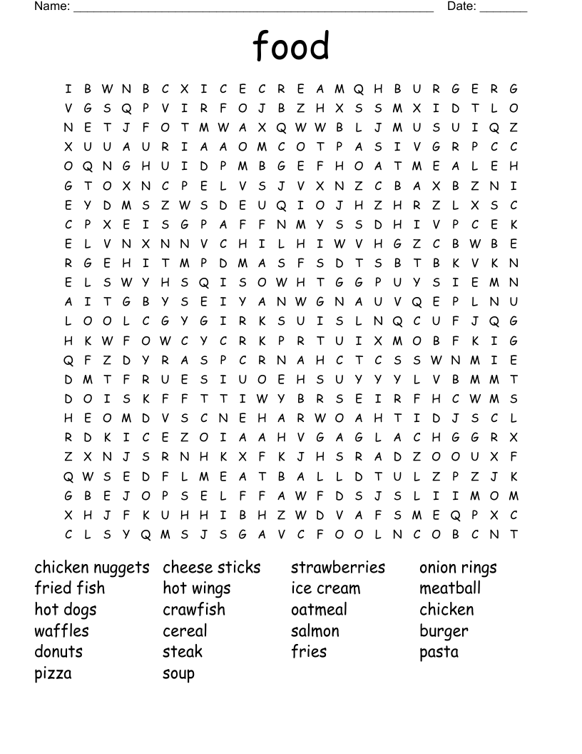 food  Word Search