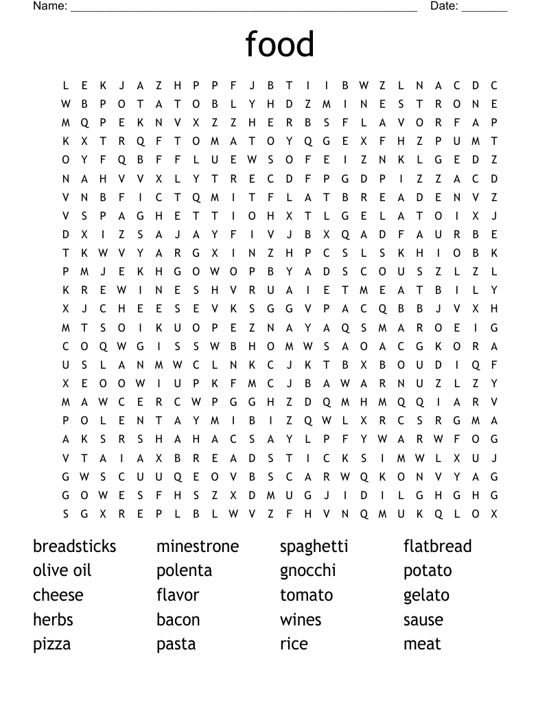 food  Word Search