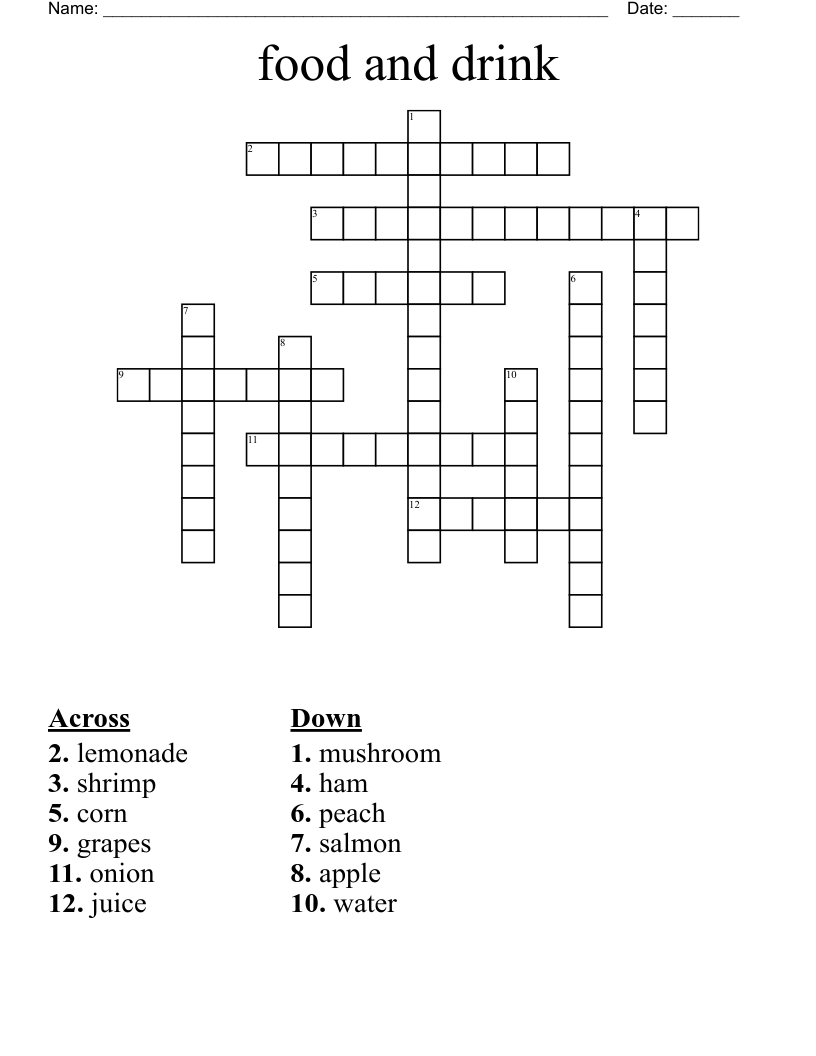 food and drink Crossword