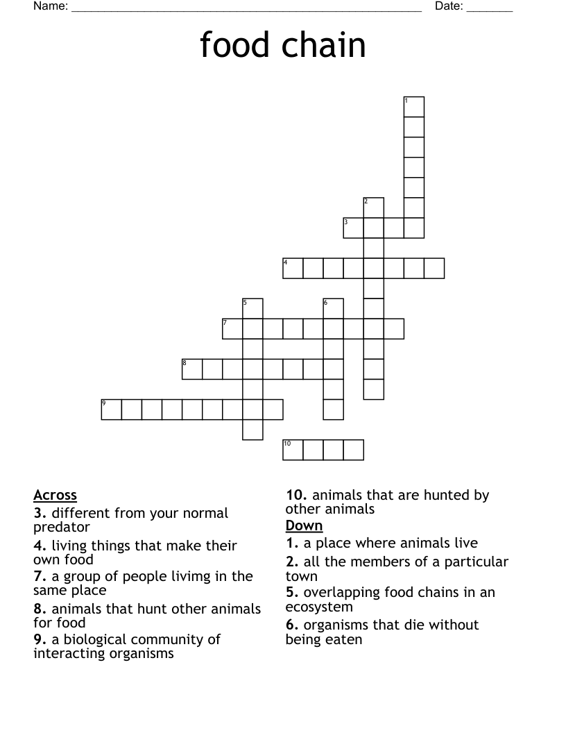 food chain Crossword