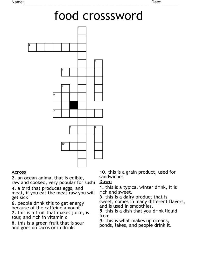 food crosssword  Crossword