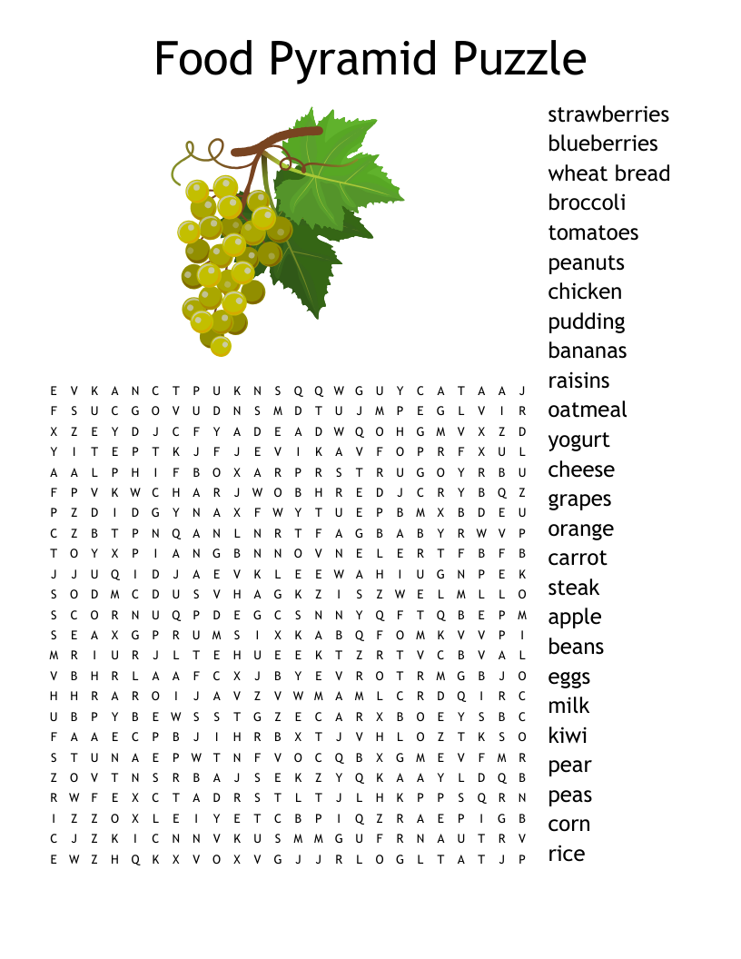 Food Pyramid Puzzle Word Search