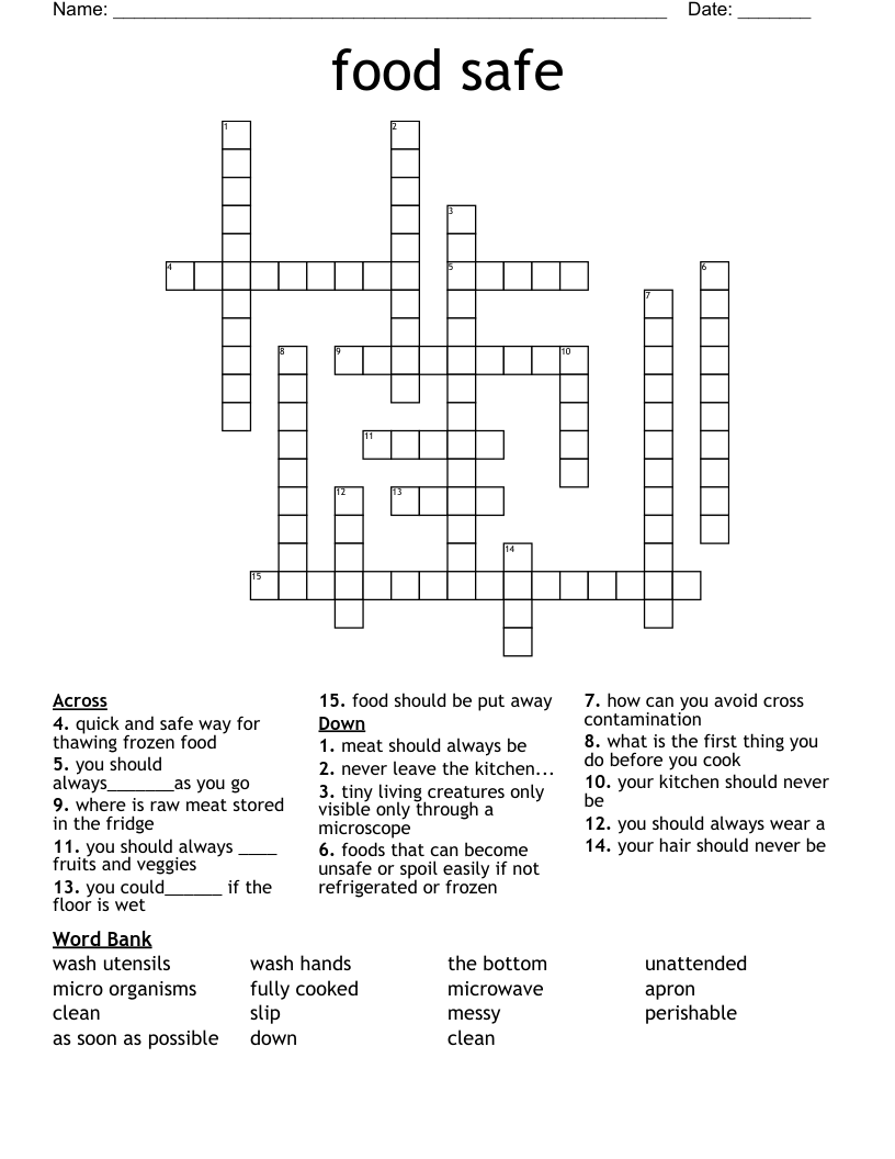 food safe Crossword