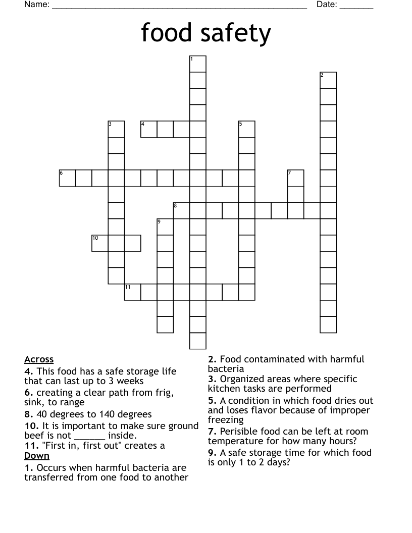 food safety Crossword
