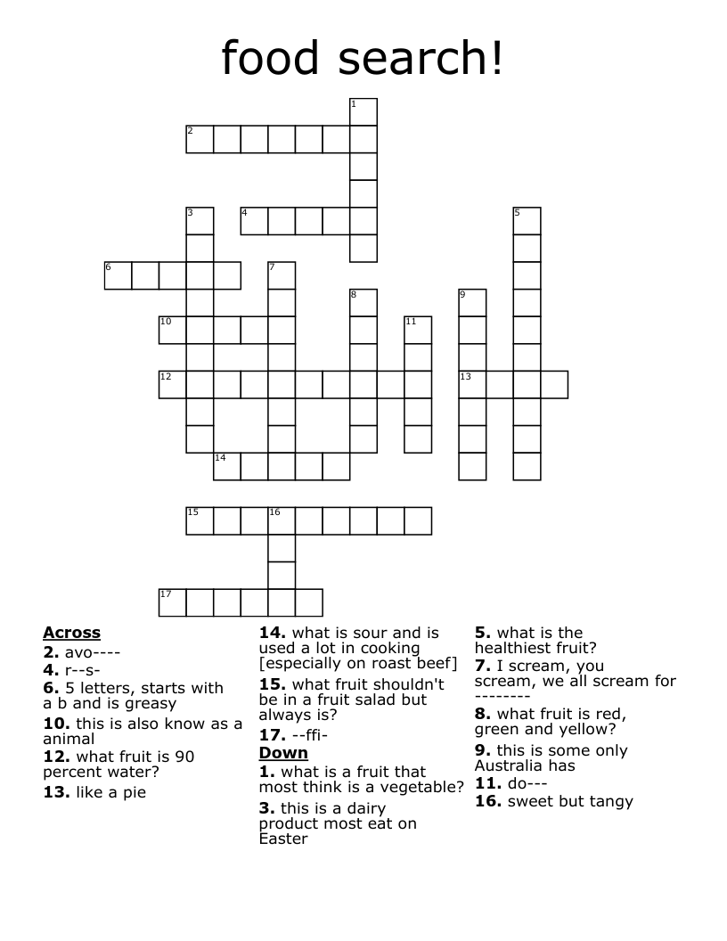 food search! Crossword