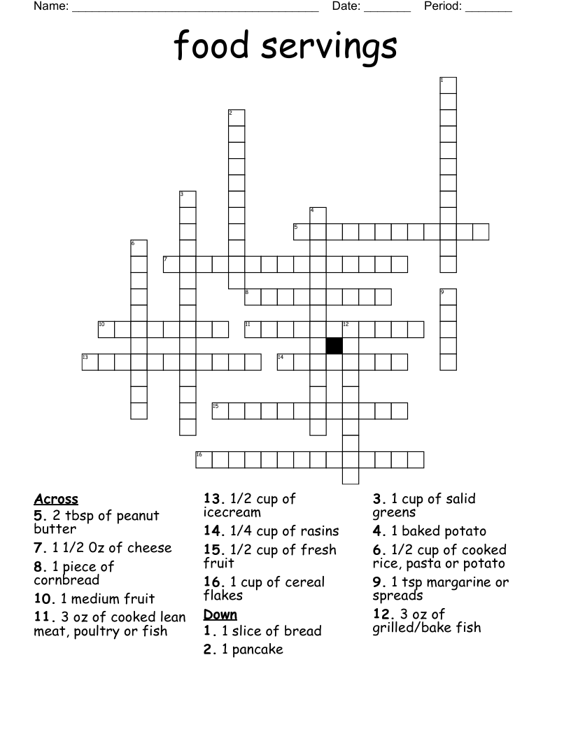 food servings Crossword