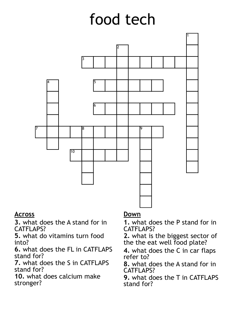 food tech  Crossword