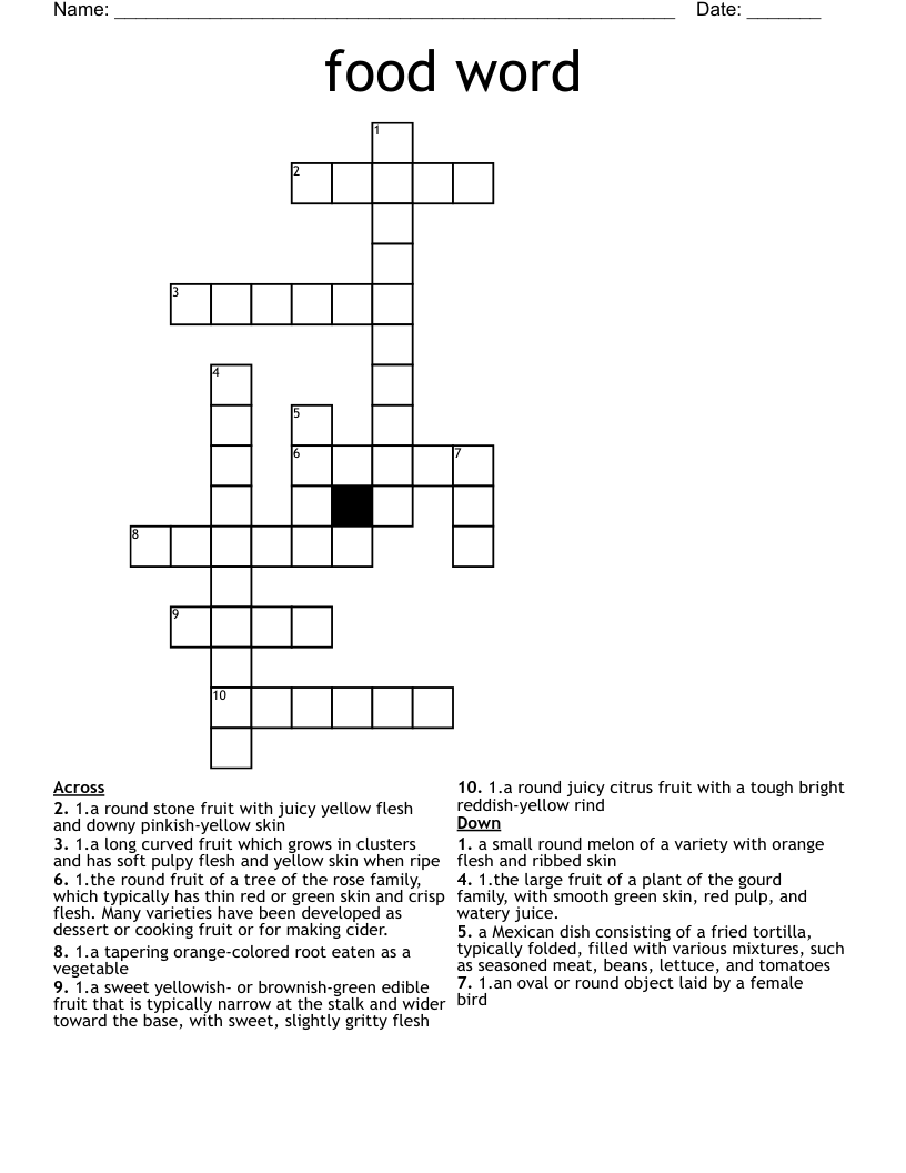 food word  Crossword