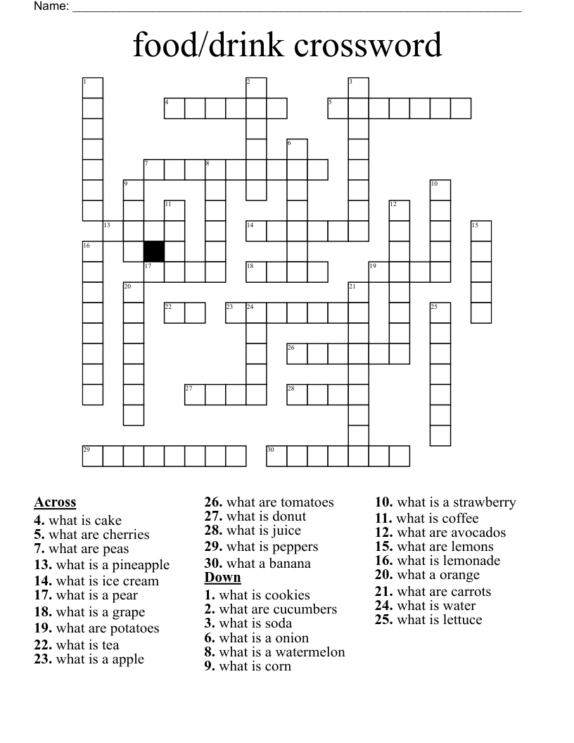 food/drink crossword 