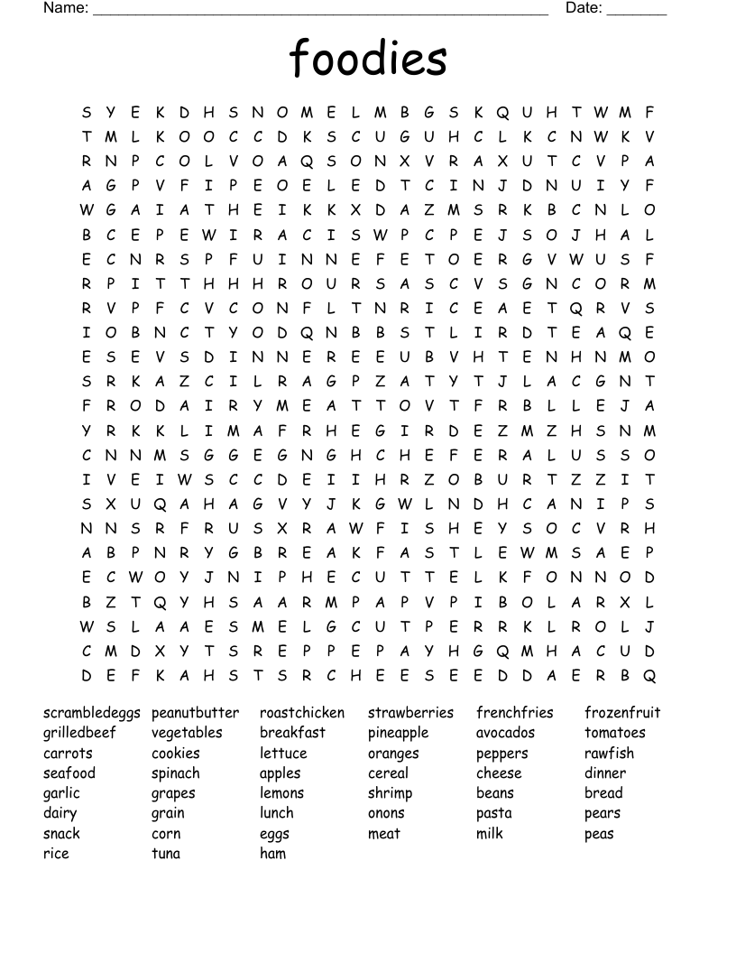 foodies Word Search