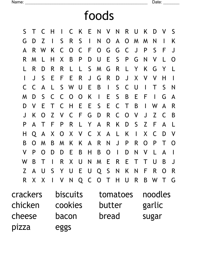 foods Word Search