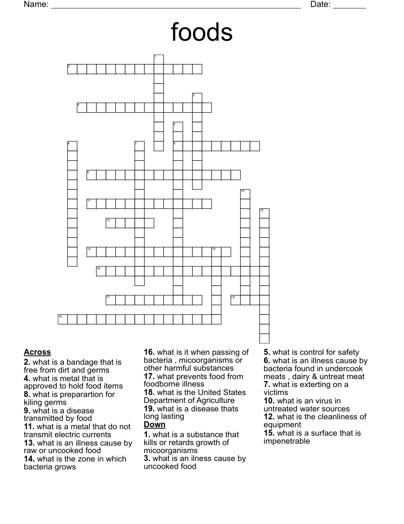 foods Crossword