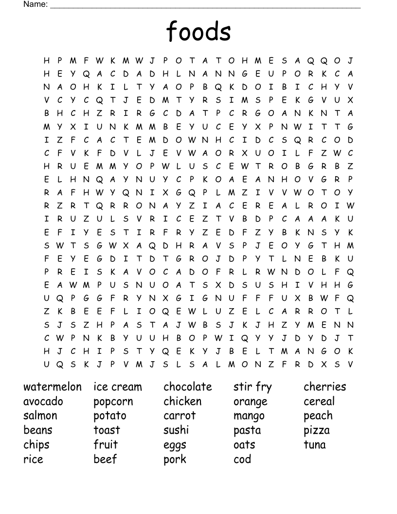 foods Word Search