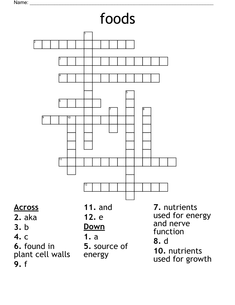 foods Crossword