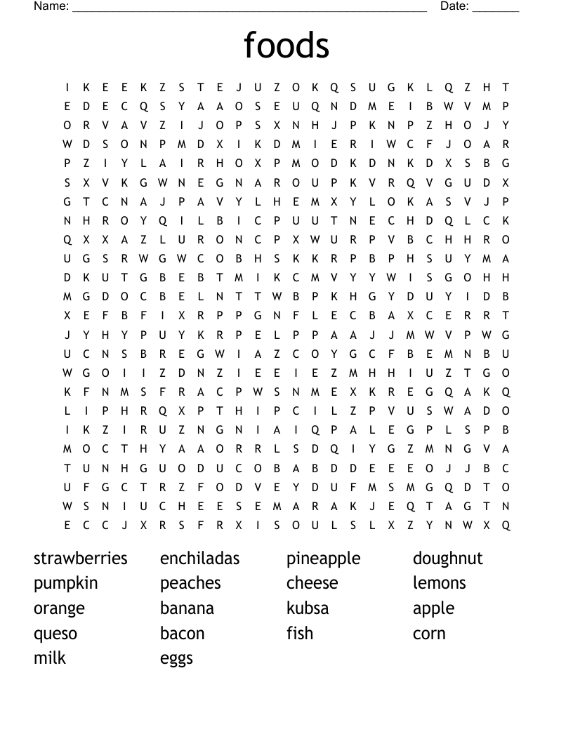 foods Word Search