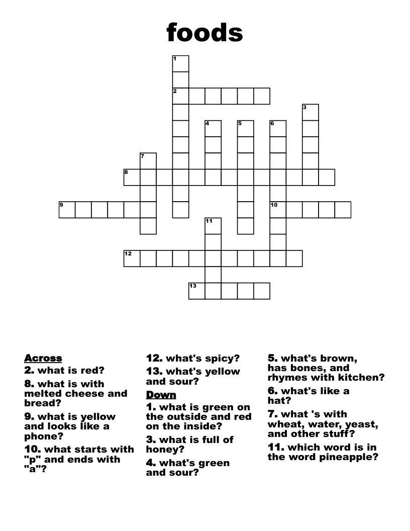 foods  Crossword
