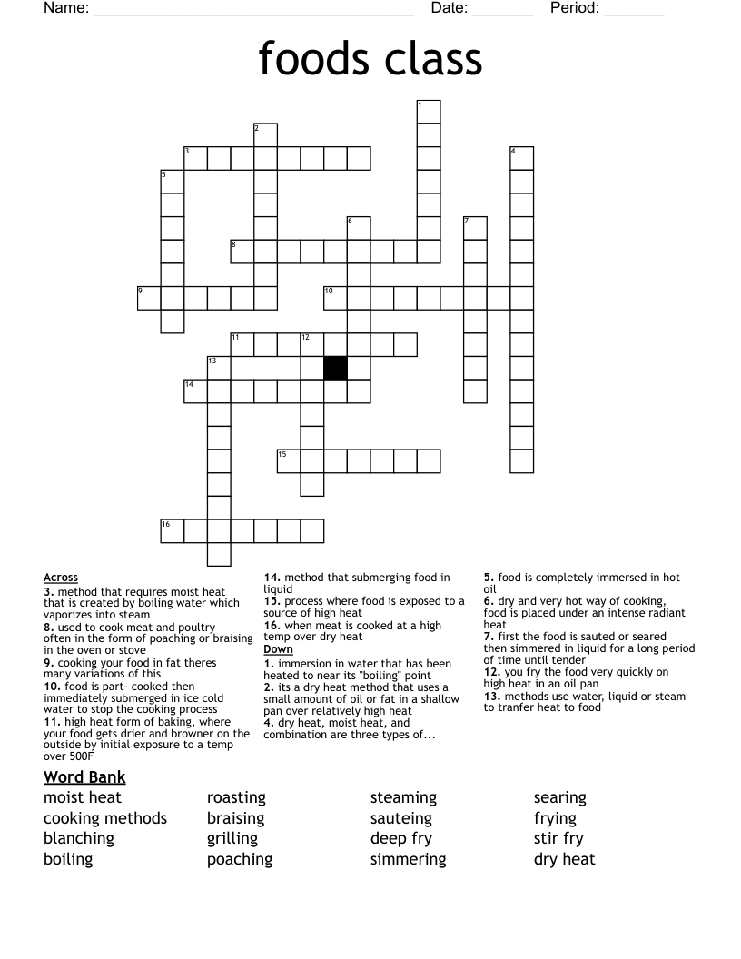 foods class Crossword