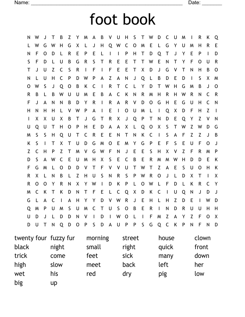 foot book Word Search