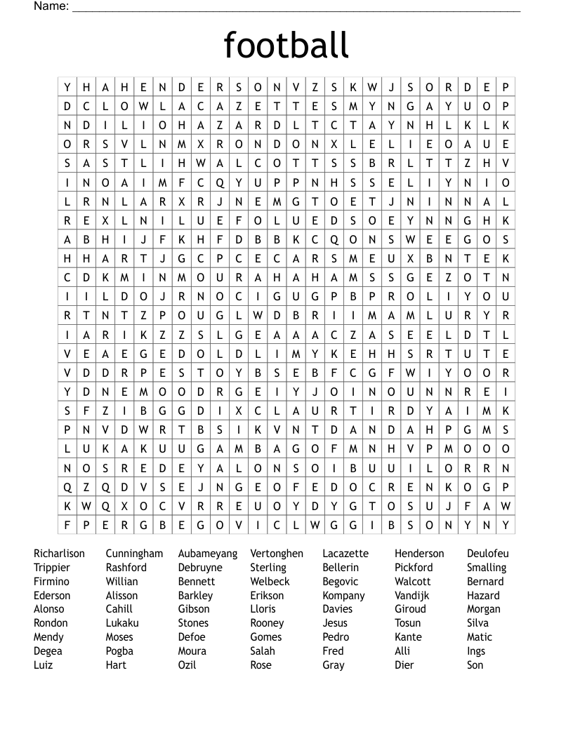 football Word Search