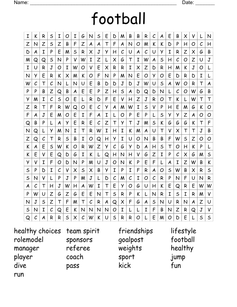 football Word Search