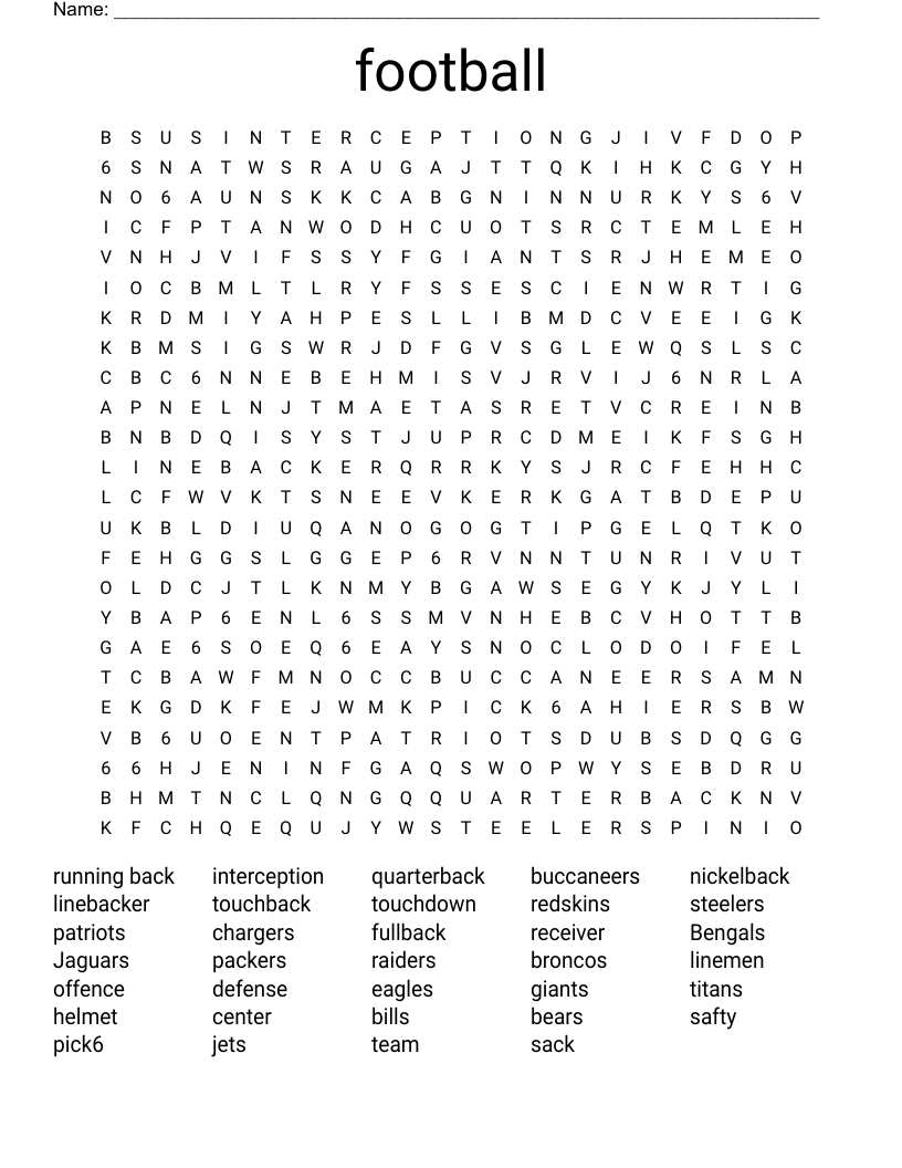 football Word Search