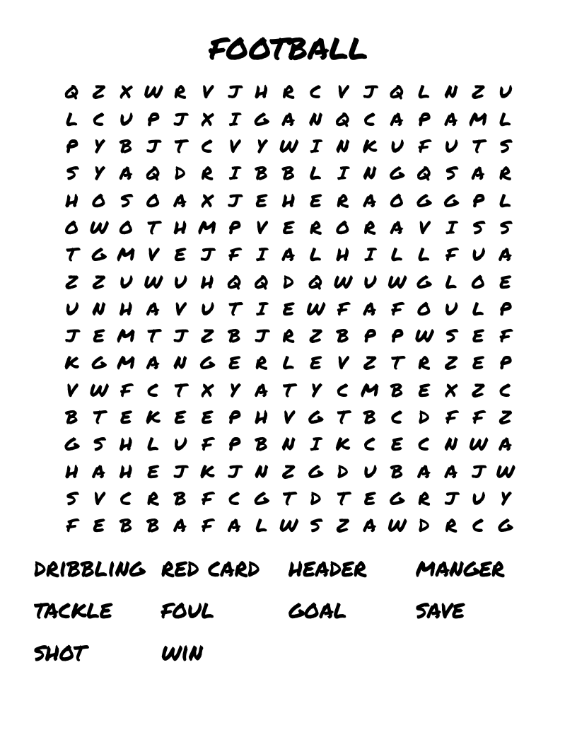 football Word Search