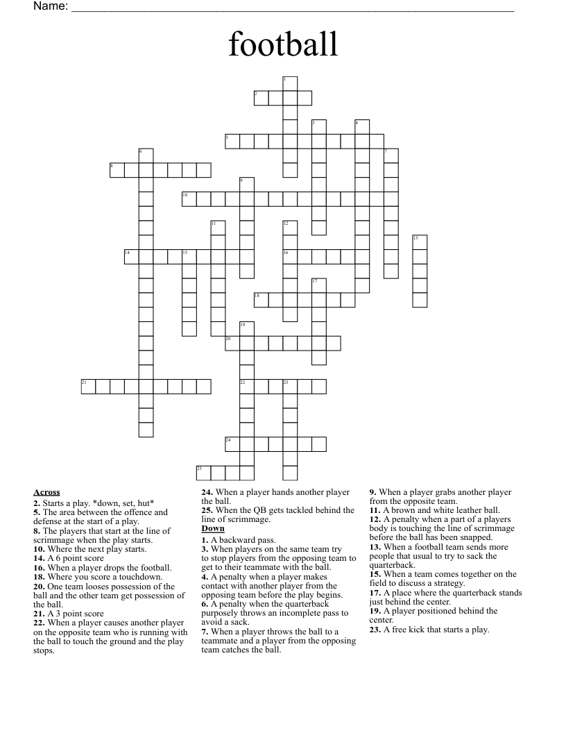 football Crossword