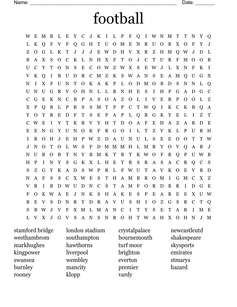 football Word Search