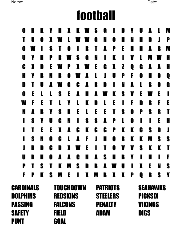 football Word Search