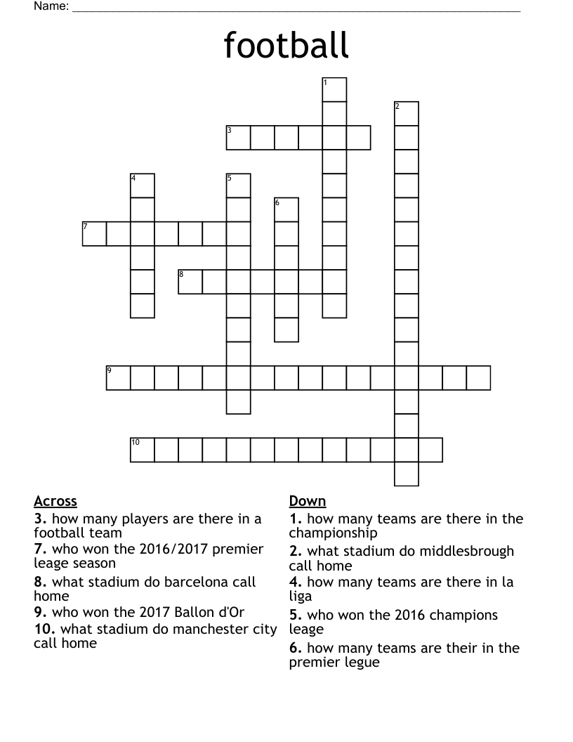 football  Crossword