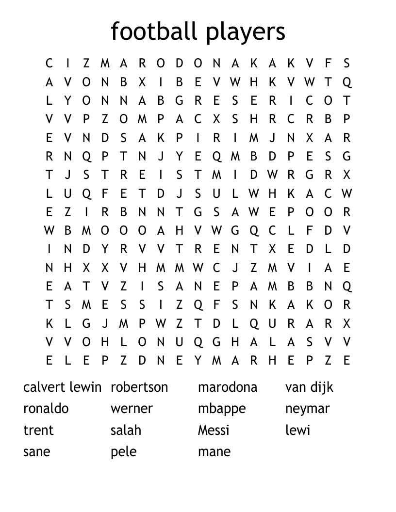 football players Word Search